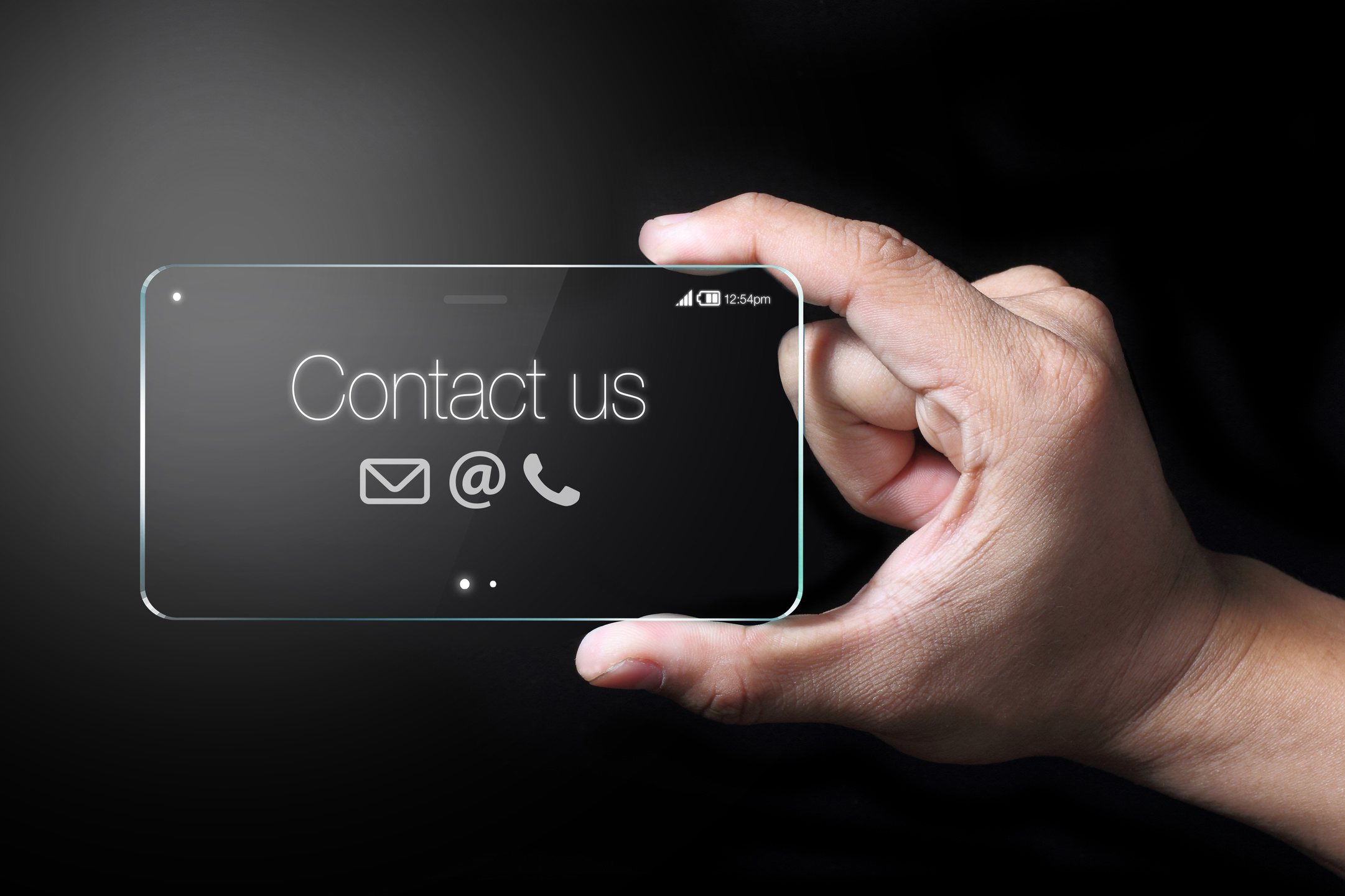 Contact us with smartphone and hand